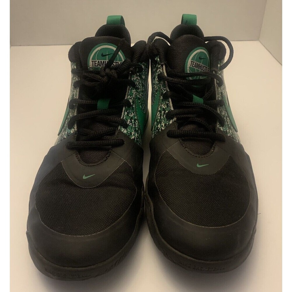 Nike Team Hustle D 9 Digi (GS) DC1992-001 Black Green Sneakers Shoes Boy's 6.5y